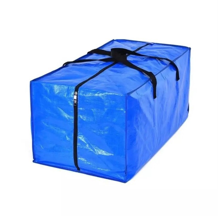 Big Blue Laminated Woven Bag For Storage And Moving