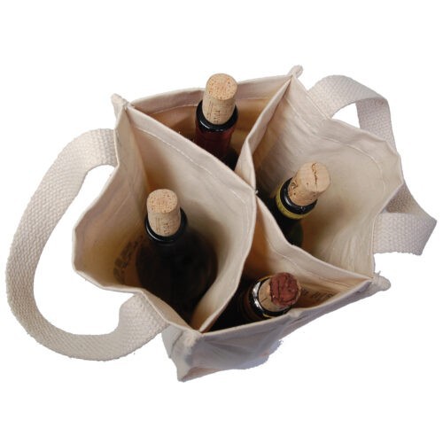 Cotton 4 Bottle Wine Tote