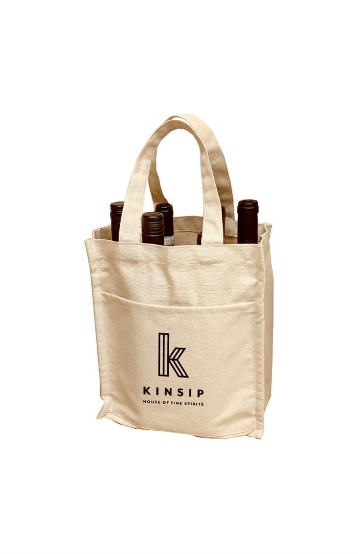 Cotton Canvas 6 Bottle Wine Tote
