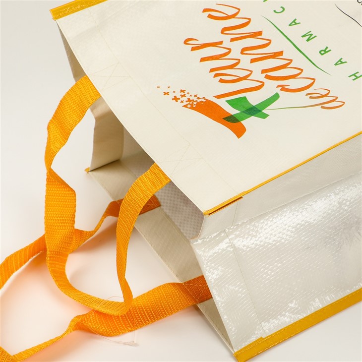 Laminated Woven Shopping Bag Medium Size Nylon Webbing Handle