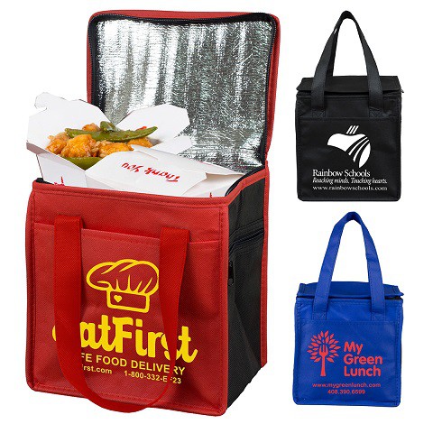 Non Woven Insulated Food Delivery Bag With Side Pockets
