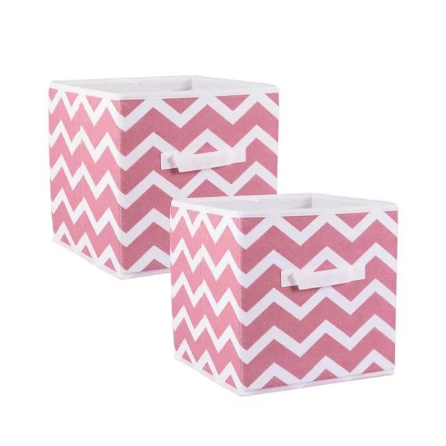 Nonwoven Storage Bin With Pink Pattern