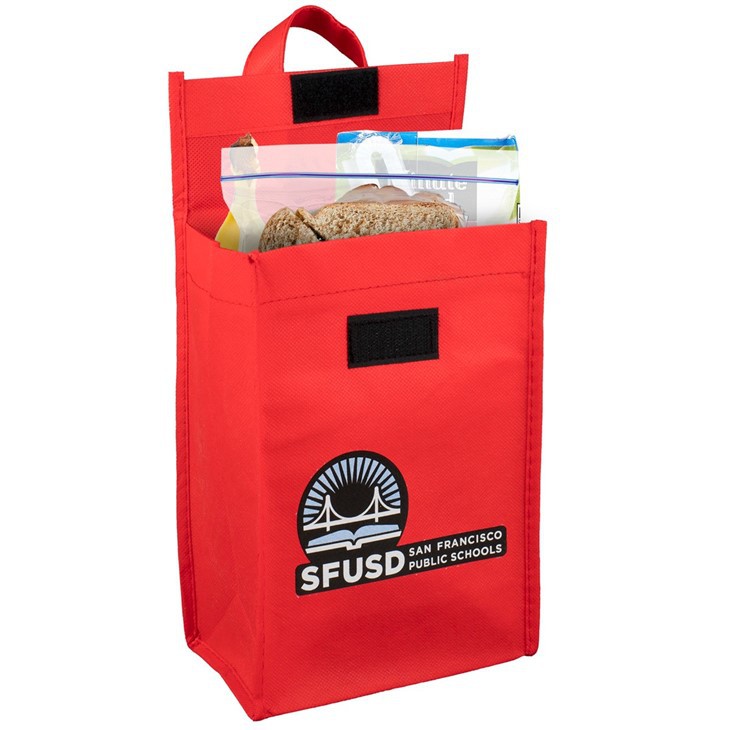Small Non Woven Convenient Lunch Tote With Hook And Loop Tape