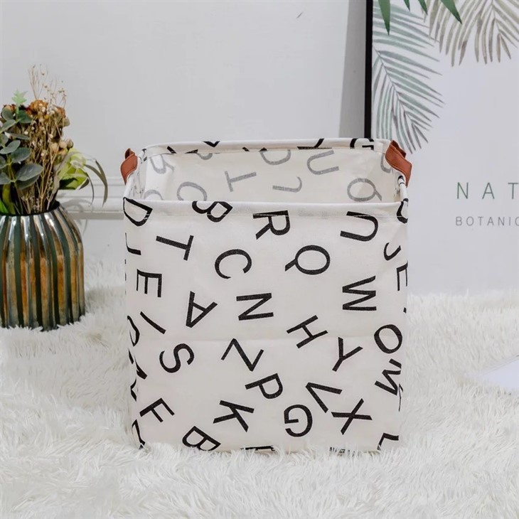 Small Square Foldable Storage Box With Linen Stitching Cloth Storage Basket