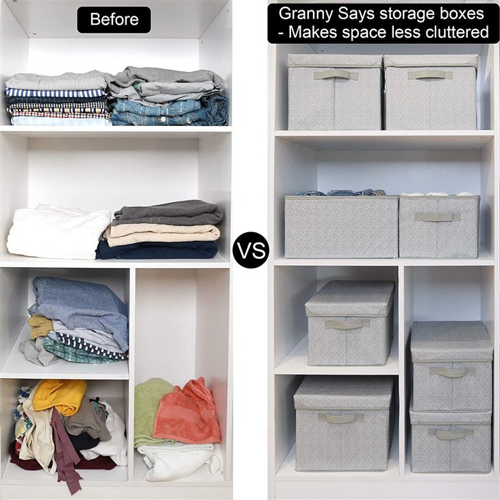 Stackable Boxes Storage Containers For Closet Wardrobe Cabinet Shelf Organizing