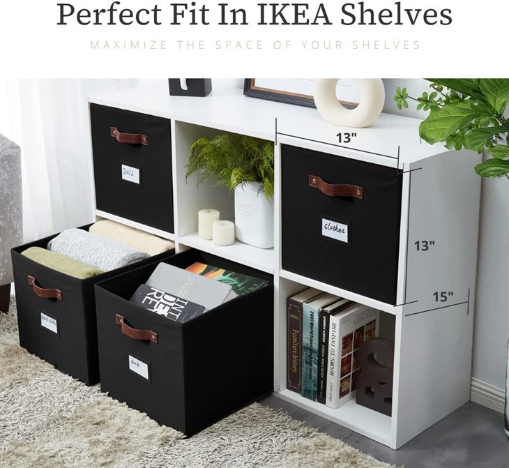 Storage Cube Bin With Label Holder